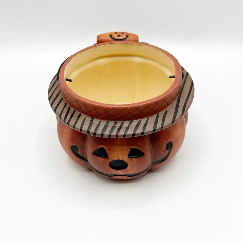 Crazy Mountain Pumpkin Bucket Ceramic Halloween 6.5